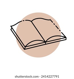 Vector book icon on the background of a beige circle