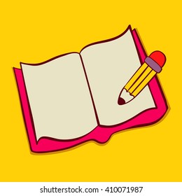 Vector book icon pen paper design template school background