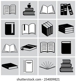 Vector book icon set illustration