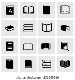 Vector book icon set  on grey background