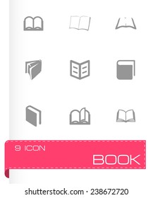 Vector book icon set on grey background