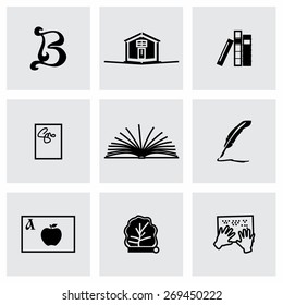 Vector Book icon set on grey background