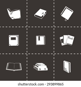 Vector Book icon set on black background