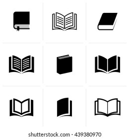 Vector book icons collection isolated on white background