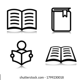 Iconos del libro de vectores en fondo blanco