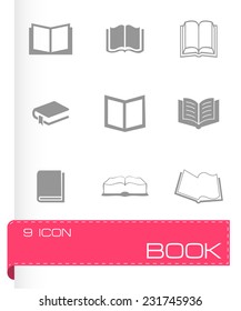 Vector book icons set on white background