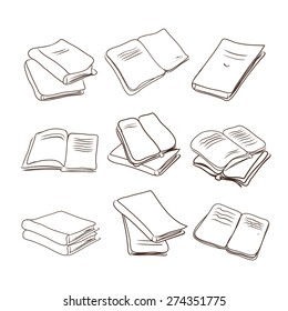 vector book icons set on white