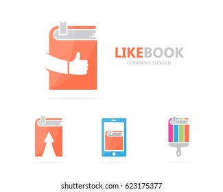 Vector of book and like logo combination. Library and best symbol or icon. Unique encyclopedia and bookstore logotype design template.