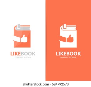 Vector of book and like logo combination. Library and best symbol or icon. Unique encyclopedia and bookstore logotype design template.