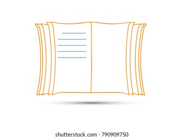 Vector book paper outline icon hand drawing with shadow