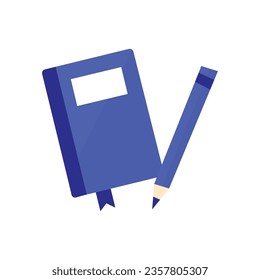Ilustración de icono del libro de vectores y del lápiz. concepto de educación aislado.