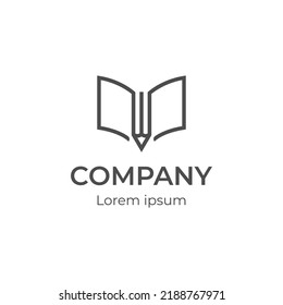 Vektorbuch- und Bleistiftlogo-Design für Bildung, Schriftsteller, Logo-Symbol für Studierende
