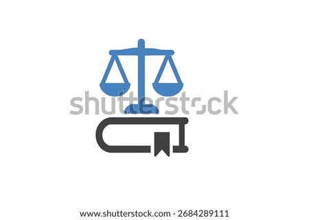 Vector of book with sclaes balance. Symbol of anti-corruption. Icon of law