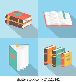 Vector book signs and symbols -  education concepts in flat style