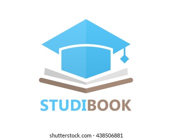 Vector book and student cap logo concept