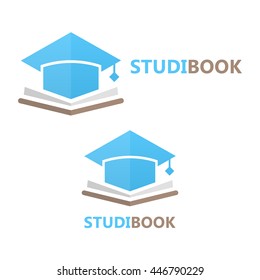 Vector book and student cap logo concept