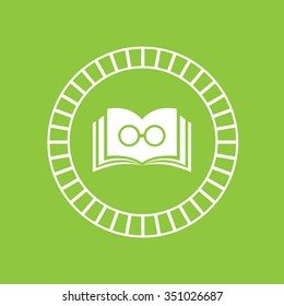 vector book symbol on green background 