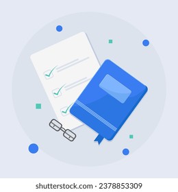 Vector book with task list paper