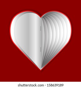 Vector Book. Valentine's Day Heart Shape.