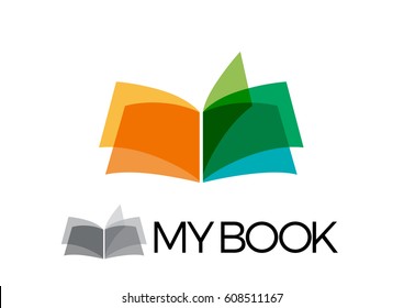 Vector book and writer. Simple abstract shapes