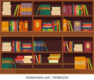 Vector Bookcase Flat Illustration