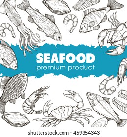 Seafood Background Restaurant Flyer Menu Traditional Stock Vector ...