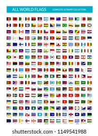 Vector Bookmark Flat Icons All Flags. Vector illustration.