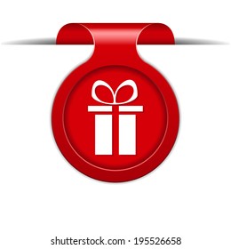 Vector bookmark with gift box icon