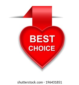 Vector bookmark heart with best choice message