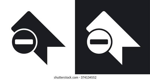 Vector bookmark icon with minus glyph. Two-tone version on black and white background