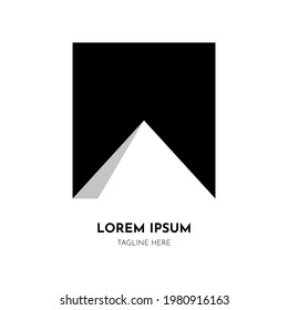 Vector de marcadores, alojamiento y diseño de logotipo de montaña. Diseño negro sencillo y creativo, tipografía moderna minimalista. Se utiliza para negocios, marca, símbolo e icono. Ilustración vectorial. Aislado.