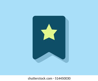 Vector bookmark sign with long shadow effect