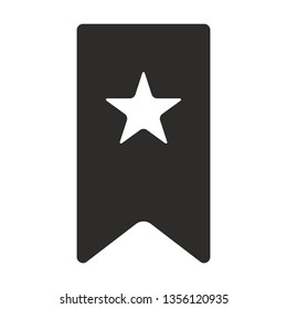 Vector bookmark with star icon. Book mark monochrome flat symbol isolated. Reading mark sign, logo illustration.
