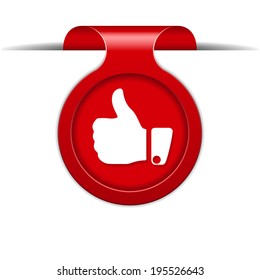 Vector bookmark with thumb up icon