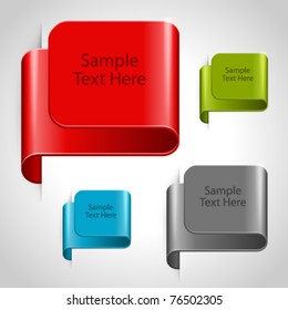 Vector bookmarks set. Transparent shadow easy replace background and edit colors.