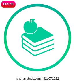 Vector books icon with apple.