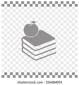 Vector books icon with apple.
