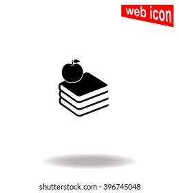 Vector books icon with apple. 