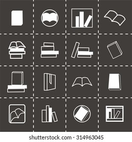 Vector books icon set on black background