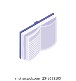 Vector books isometric icon on white background.