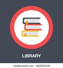 Vector Books Library Illustration - Literature Symbol, Education Icon