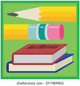 vector of books and pencil