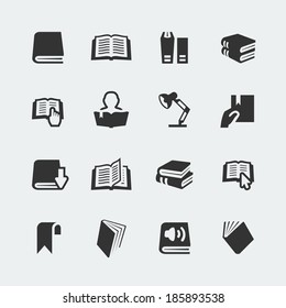 Vector books and reading mini icons set