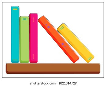 Vector Bookshelf icon. Vector Flat illustration of Bookshelf with different books for web design, logo, icon, app, UI. Isolated stock illustration on white.