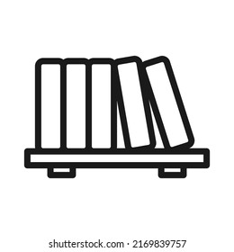 Icono de estantería vectorial en estilo lineal. Leer, aprender ilustración vectorial de signo