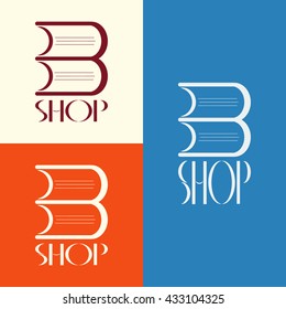 Vector bookshop logo. Bookstore emblem. 