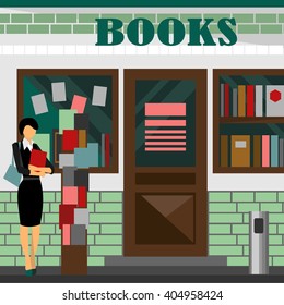 Vector Bookstore Mall Books Shop Building Stock Vector (Royalty Free ...