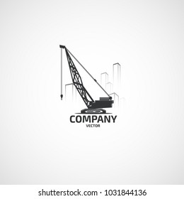 Vector boom crane and buildings logo.