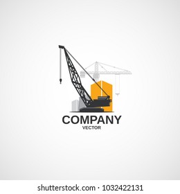 Vector boom crane and buildings logo