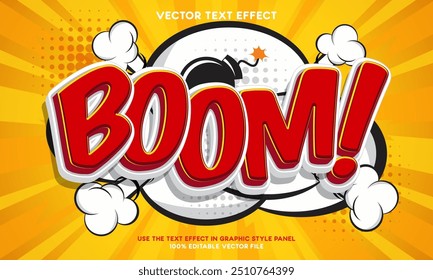 vector boom text effect pop art editable comic and cartoon text style